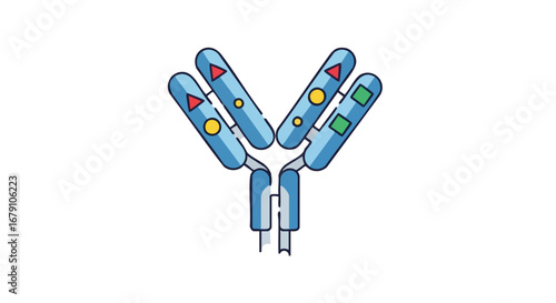 Antibody Cartoon Illustrative Symbol Visualizing Immunoglobulin Functions and Interactions within Biological System