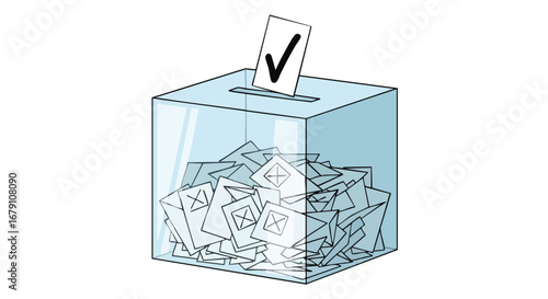 Symbolic illustration of a filled ballot box representing democracy and electoral participation, highlighting civic duty and the voting process