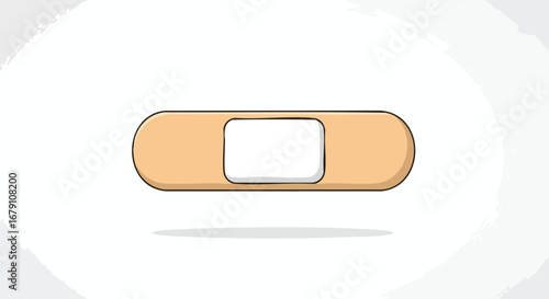 Minimalist Illustration of a Bandage with Black Outline on a Clean Background, symbol of first aid and protection against infection, wound treatment