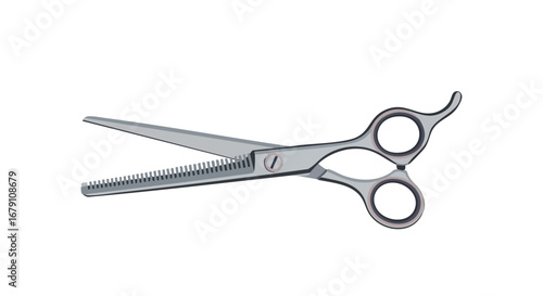 Precision thinning shears illustration depicting professional hairstyling and grooming equipment for salon use with textured blades for controlled
