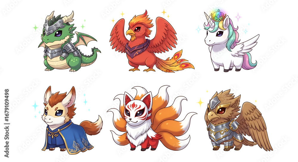 A fun collection of cartoon fox, bird, and other animal characters is illustrated in a seamless vector pattern for kids