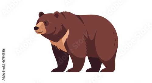Illustrated bear with smooth shapes, minimal details, and a simple, friendly design on a clear background