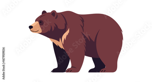 Stylized Brown Bear Illustration: A Simple Vector Graphic with Clean Lines and Muted Tones, Perfect for Children's Books and Educational Materials