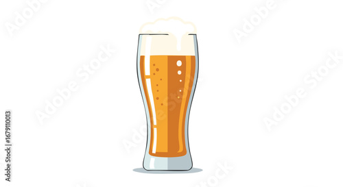 Elegant pilsner glass illustration showcasing the golden hue and frothy head of a refreshing beer against a clean backdrop