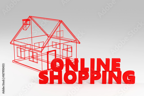 Marketplace Retail Business, Online Shopping Concept. Purchasing in Internet Poster Banner Flyer. 3d render illustration