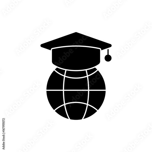 global education icon outline editable stroke line drawing eps