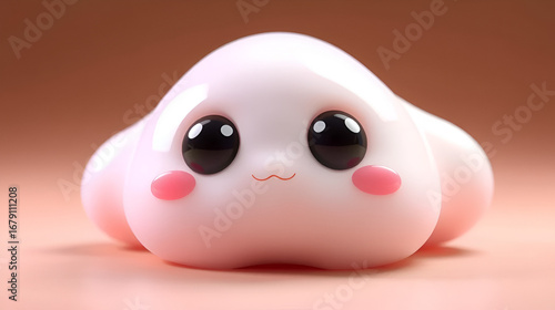 Cute, amorphous blob with pastel colors and big eyes
