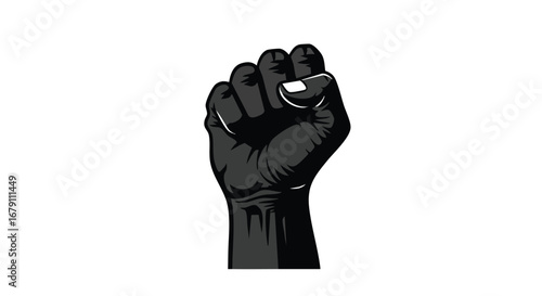 Vector graphic illustration showcasing the symbolic raised fist, evoking themes of solidarity, resistance and unity against oppression and injustice