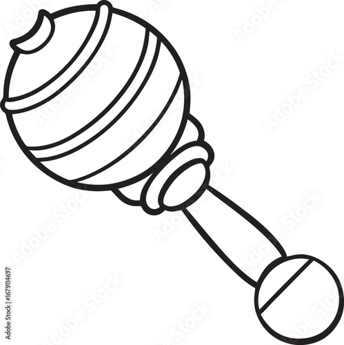 Rattle outline vector illustration, line art