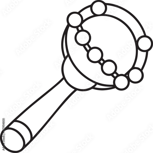 Rattle outline vector illustration, line art