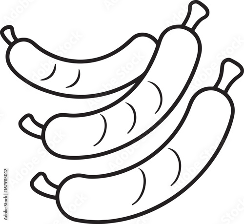 Sausages outline vector illustration, line art