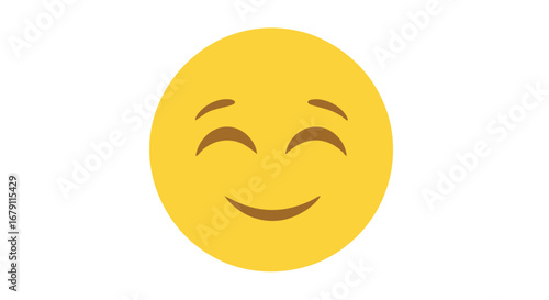 Smiling Expression: Happy Yellow Face Emoji, conveying joy and contentment with expressive design, ideal for positive communications and digital