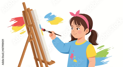 Young Artist Painting: An Illustration of Creativity and Childhood Imagination