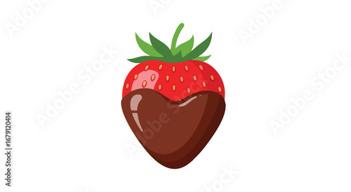 A sweet temptation, a chocolate-dipped strawberry delight, showcasing a blend of fresh fruit and decadent indulgence in a playful, cartoonish manner