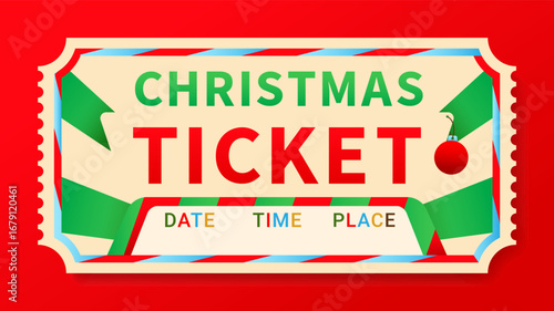 Christmas ticket or coupon in candy cane style