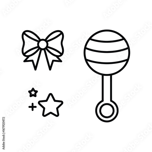 Scalable vector graphics icons for baby gender reveal celebrations silhouette vector illustration white background