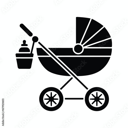 Baby stroller accessories icon collection vector graphic for eps file download silhouette vector illustration white background