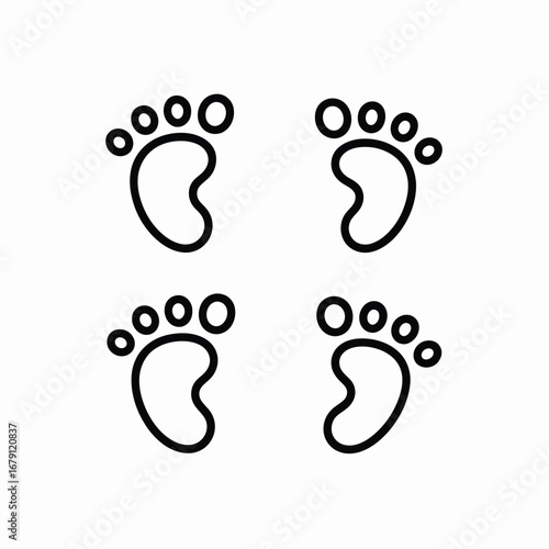 Vector baby footprint icons set for newborn and childhood projects silhouette vector illustration white background