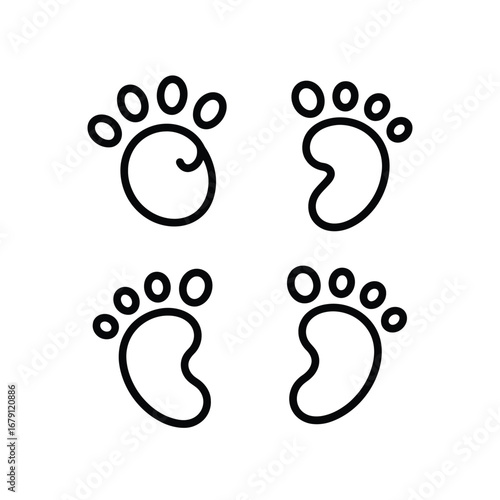 Vector illustration of baby handprint and footprint icons minimalist design for newborn and baby themes silhouette vector illustration white background