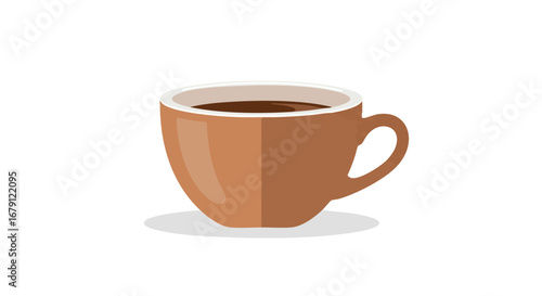 Geometric cocoa in a brown ceramic cup, minimalist design element, warm drink vector illustration, smooth lighting with subtle shadow 99
