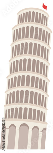 Famous Leaning Tower of Pisa Landmark Illustration