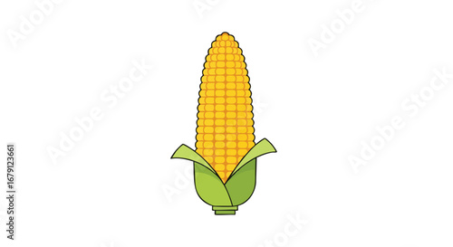 Vibrant corn illustration showcasing a simplified design with bold colors on a white surface expressing simplicity and natural harvest