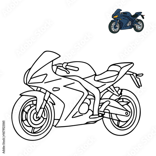 Sport motorcycle Transportation Coloring Pages for Children
