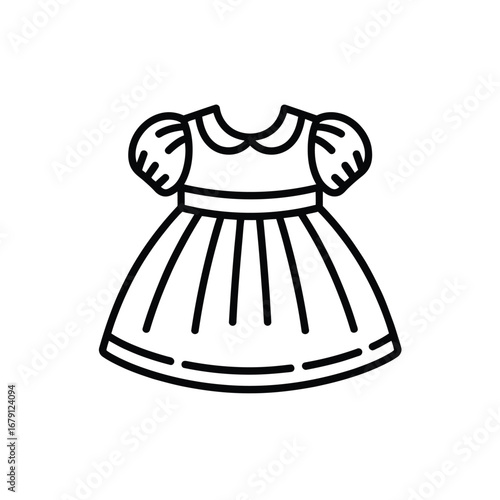 Minimalist line art baby girl frock vector illustration scalable eps icon for general use silhouette vector illustration white background