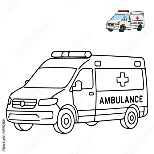 ambulance Transportation Coloring Pages for Children