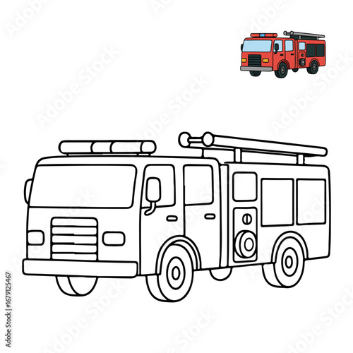 fire engine Transportation Coloring Pages for Children