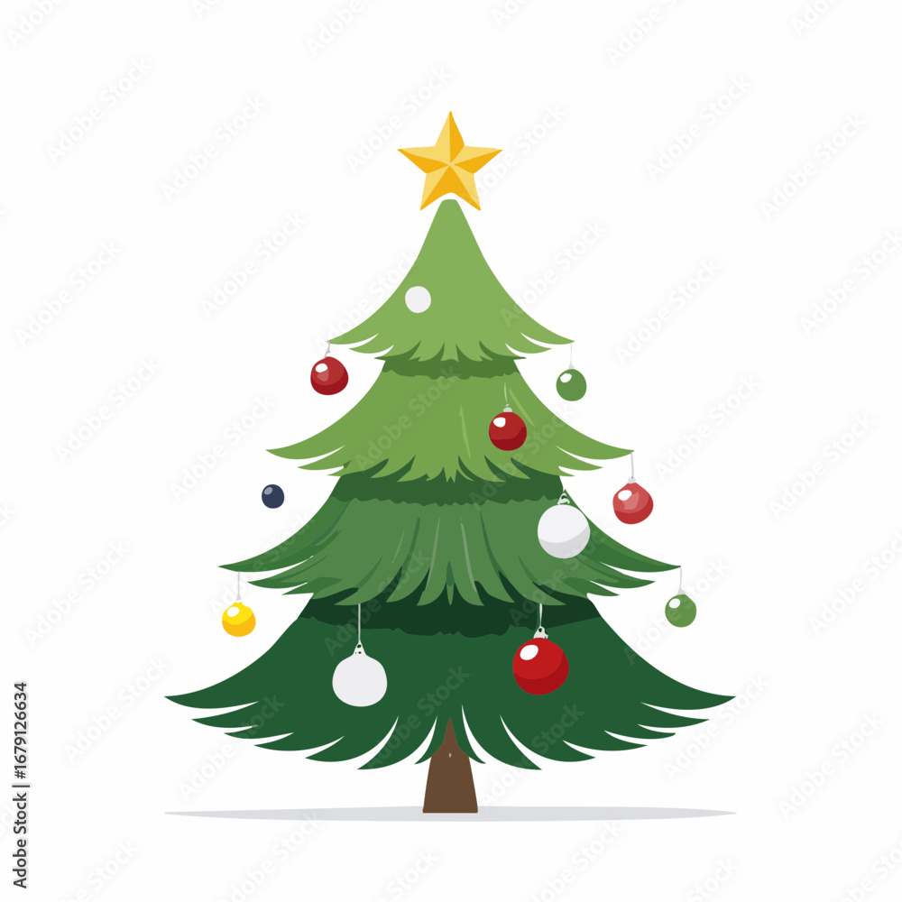 Fototapeta premium Weihnachtsbaum mit Kugeln und Stern