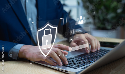 Photography Cybersecurity concept and password login