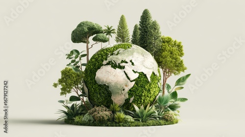 Serene Earth Day Globe Concept Vibrant Landscapes, Flourishing Greenery, and a Gentle World in Harmony Ideal for Inspiring Environmental Campaigns, Promoting Sustainability, or Encouraging.