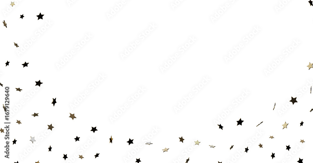 Fototapeta premium Gold and Black Star Confetti Border