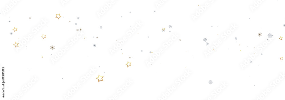 Fototapeta premium Beautiful winter holiday background with gold stars and silver snowflakes. Perfect for Christmas cards, websites, and mo