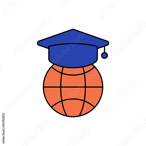 global education icon outline editable stroke line drawing eps