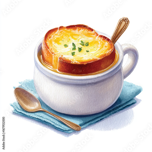 Aromatic French Onion Soup with Golden Toasted Bread Croutons