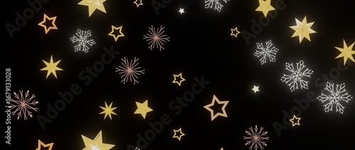 Wallpaper Mural Festive winter background with gold stars and snowflakes on a black background. Perfect for Christmas, New Year, and winter holidays. Torontodigital.ca