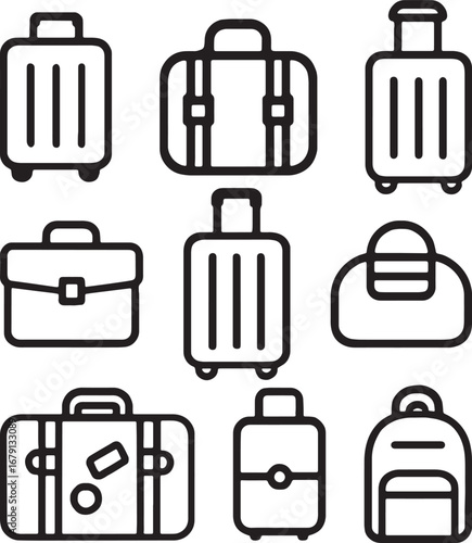 Vector Illustration of Various Types of Luggage