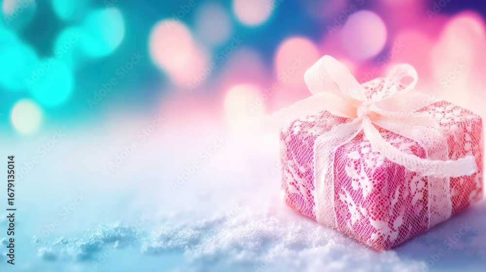 Fototapeta premium Beautifully wrapped gift box creating a festive atmosphere during holiday season