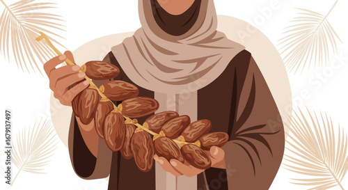 Woman Holding Dates During a Ceremony: A Visual Depiction of Cultural Traditions