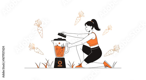 Woman Preparing Nutritional Beverage,Healthy Eating, Vibrant, Fresh, and Vitamin-Rich Blend