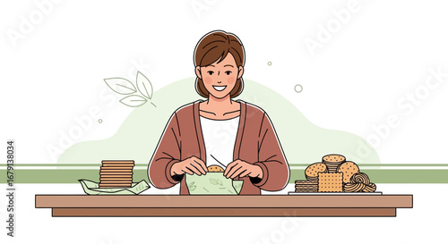 Woman Preparing Selection Of Snacks On a Table Ready For a Gathering Or Meal