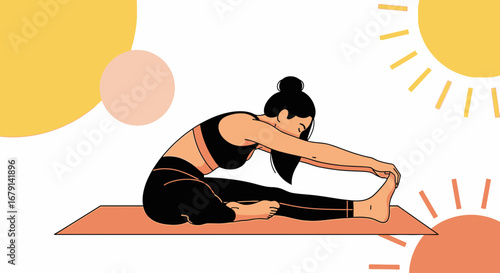 Woman Performing Active Yoga Posture for Flexibility and a Healthy Lifestyle