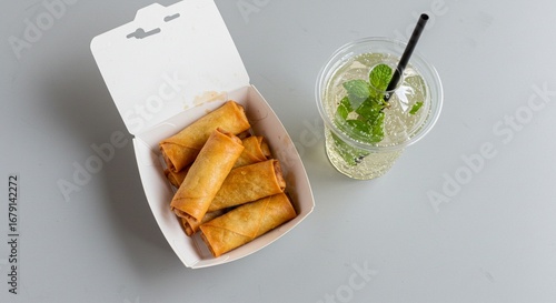 Classic American Meal Hotdog, Chips, and Lemonade on White Background