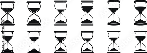 Collection of hourglass icons in various sand levels