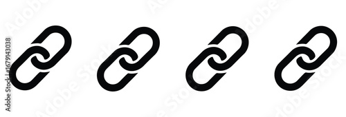 Silhouette of a chain link, Chain link icon vector. Internet URL or webpage url link icons set. Chain, link icon vector isolated on white background