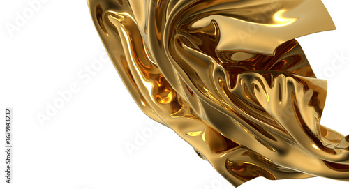 Shiny golden fabric flowing...