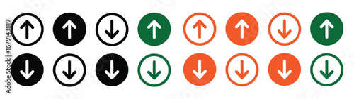 vector set of arrows in colorful circle on transparent background, up down forward back or vector illustration high resolution