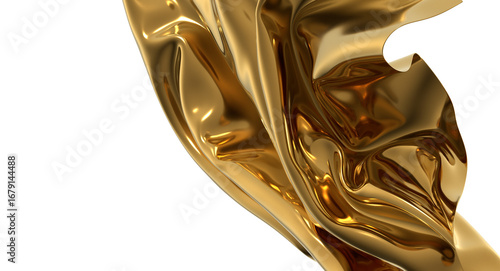 Shiny golden fabric flowing...
